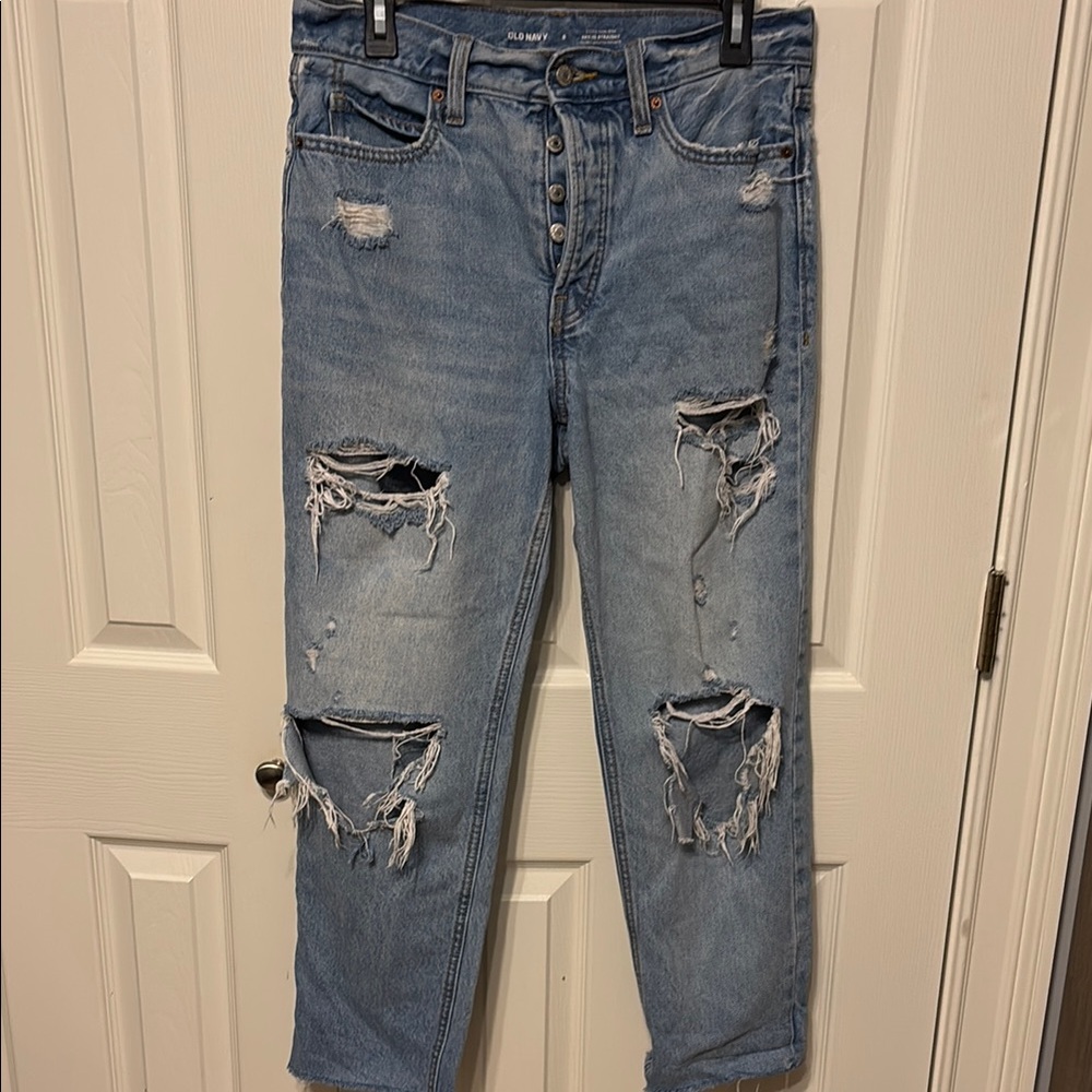 Old Navy Sky-Hi Straight Distressed Jeans